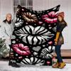 Lips Hearts blanket Personalized Name Flannel Blanket Soft Cozy Plush Throw for Sofa Bed Lightweight Home Décor