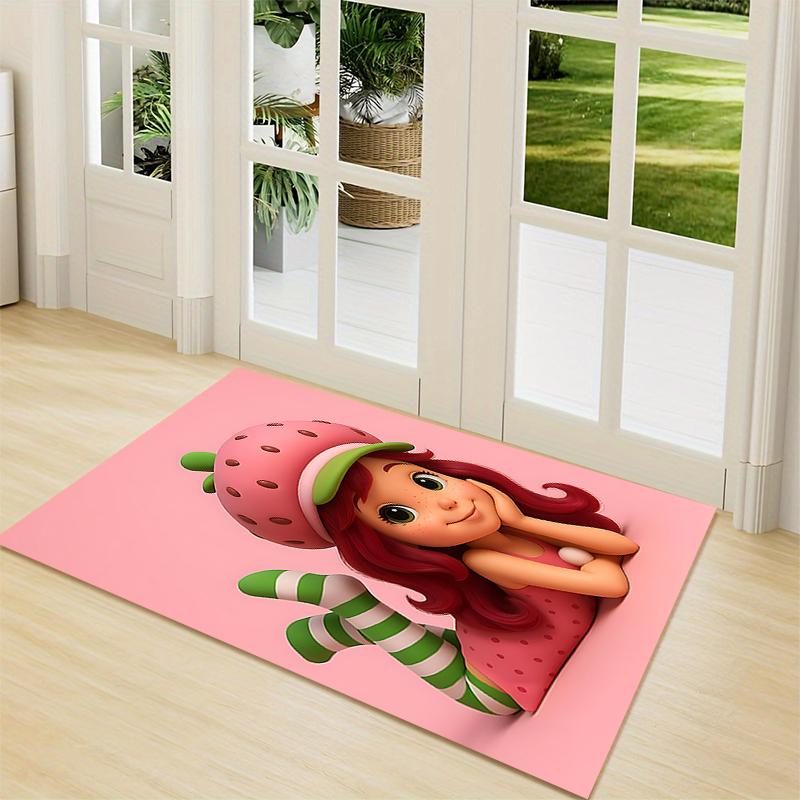 1Pc Strawberry Shortcake'S Sweet Adventure Carpet Rug Customizable Soft Washable Antislip Home Living Room Sofa Mats Personalized Rug 0917257