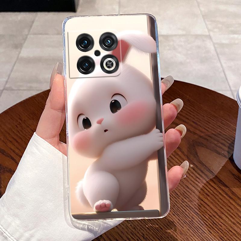 Jelly Case For OnePlus 10 Pro 10T ACE Pro Clear Silicone Soft TPU Back Cover One Plus 10PRO ACEPro Cute Rabbit Cat Phone Case