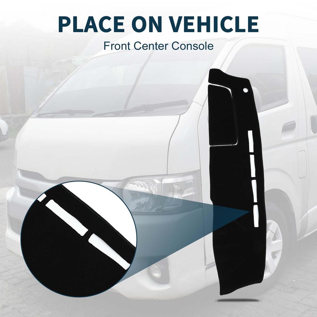 TUCKBOLD Dashboard for Toyota Hiace 200 Series Center Console Dashboard Cover with 1 Sticker Set Mat/Cover (2004-2024) - Mat, Black,