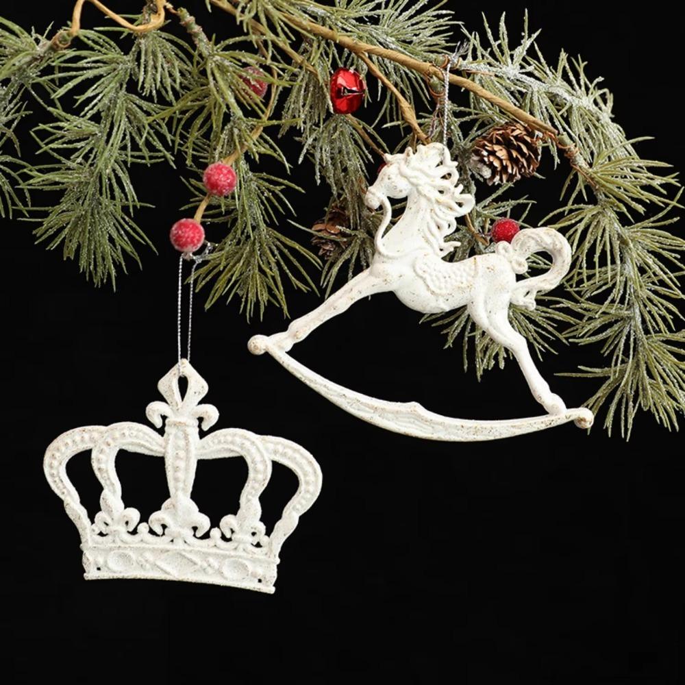 Vintage Christmas Tree Pendant Exquisite Antique Design White Xmas Tree Hanging Navidad New Year Festival Party Decorations 2026
