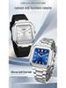 OFNS Luminous Square Steel Band Quartz Watch with Calendar