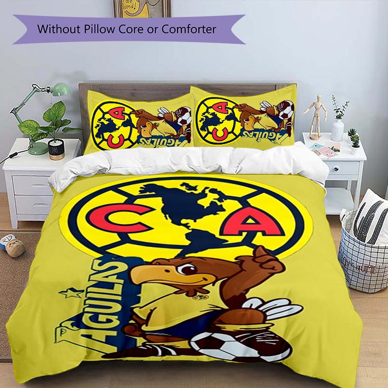 Club América 3pcs Bedding Set Duvet Cover Closure Includes 1 Duvet Cover & 2 Pillowcases for All Seasons Bedroom Home Dorm Decor