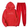 Unisex Heart Pattern Velvet Hoodie Set for Autumn/Winter