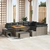 VidaXL 12-Piece Garden Sofa Set with Grey Cushions Poly Rattan Acacia 3364768