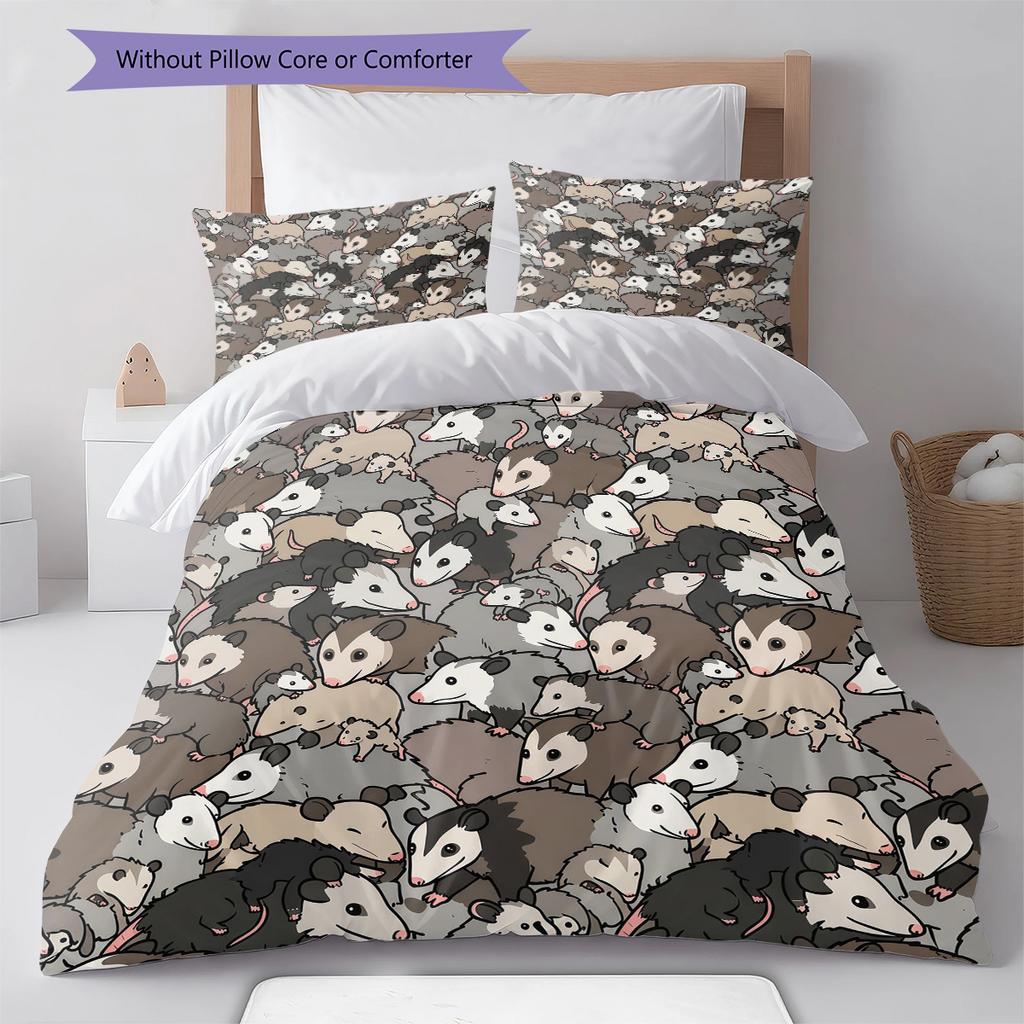 Cartoon Animal Art Pattern Bedding,Quilt Set Quilt Cover Pillowcase Home Birthday Gift (1 * duvet cover + 2 * pillowcase, without core)