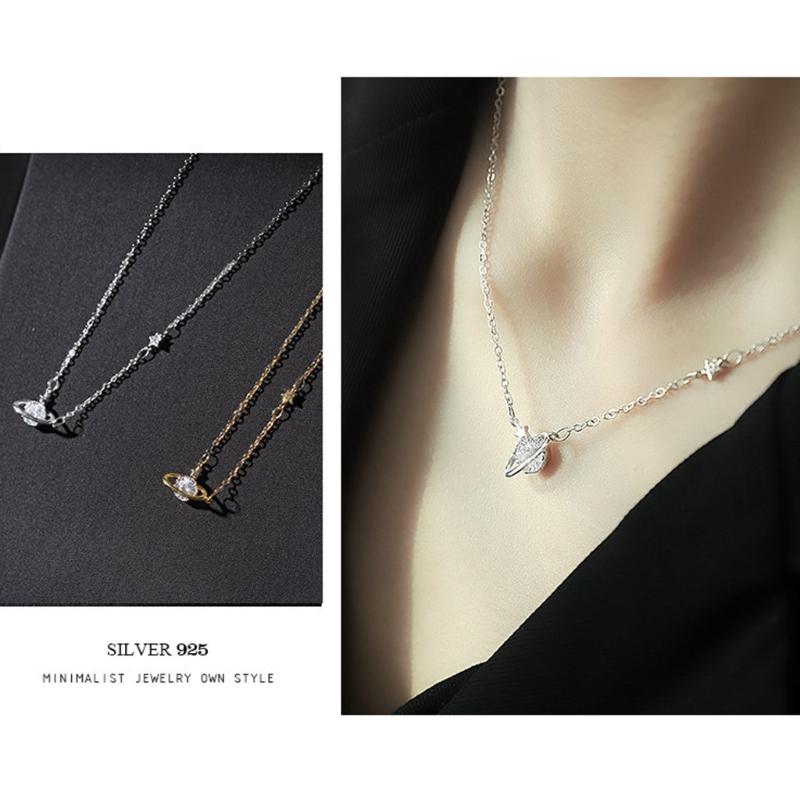 Planet Pendant Necklace Minimalist Jewelry with Adjustable Chain for Daily Wear and Gift