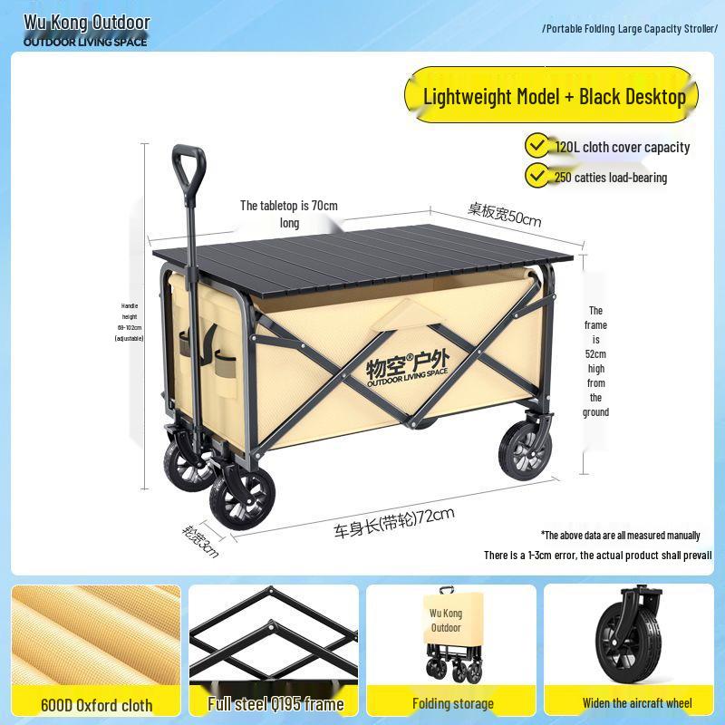 Portable Foldable Camper Van Cart: Hand-Pulled Travel Trailer for Kids, Outdoor Use.