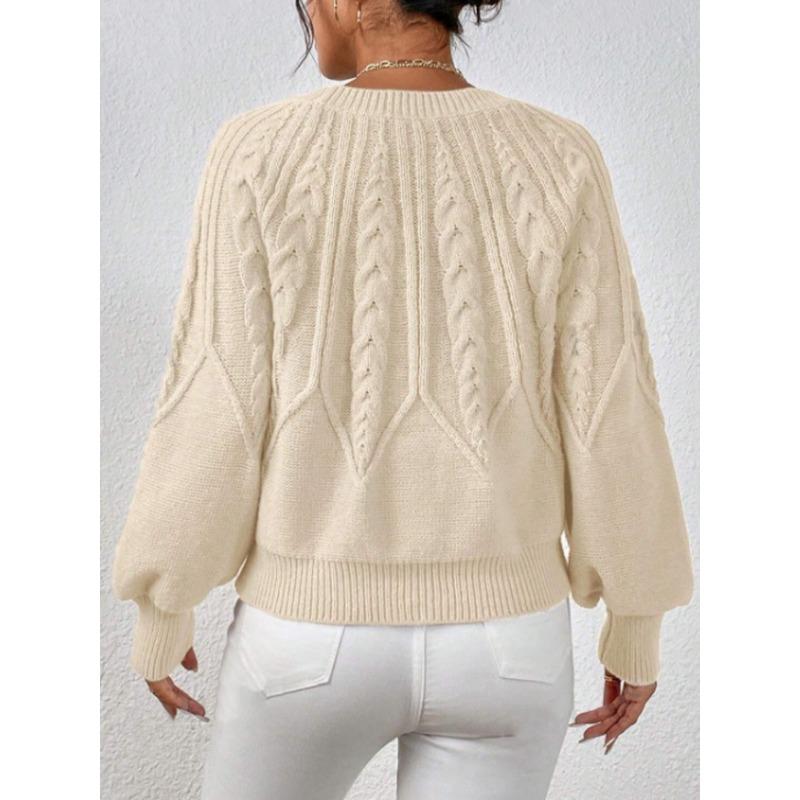 Damenmode, lässig, Herbst/Winter, einfarbig, mit Druck, lange Ärmel, O-Ausschnitt