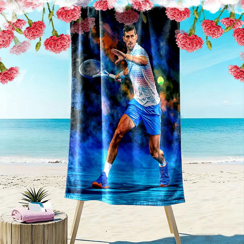 Asciugamano da Spiaggia Novak Djokovic Fighter, Asciugamano Grande Morbido ad Asciugatura Rapida per Spiaggia Campeggio Nuoto