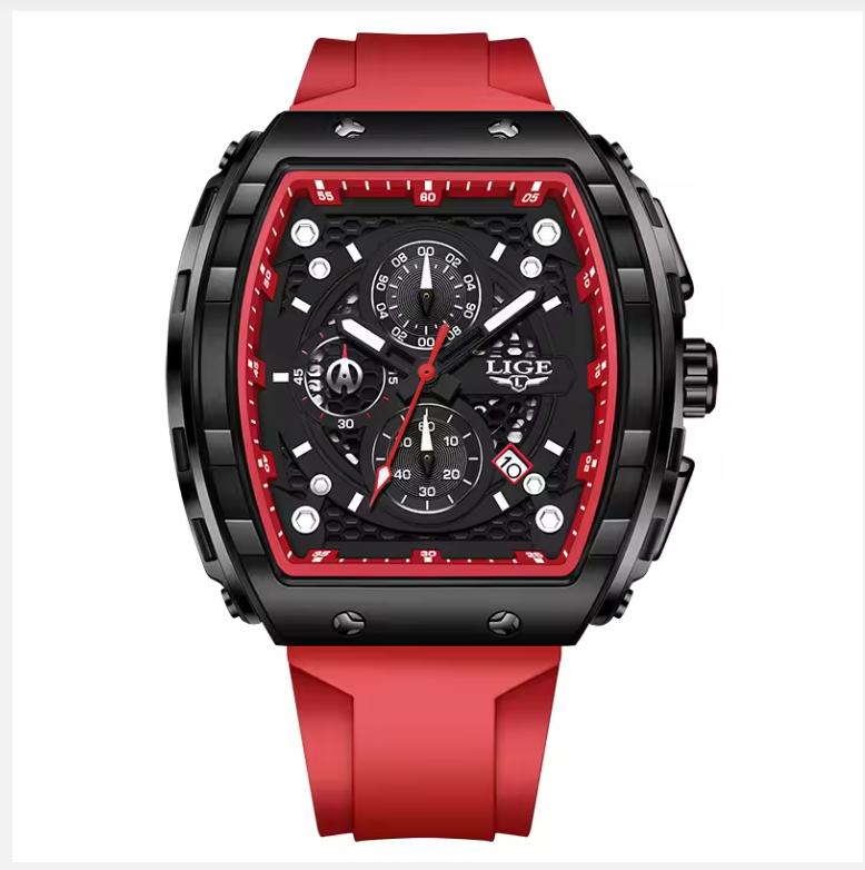 

XIOAMI LIGE Топ Бренд Роскошные Квадратные Кварцевые Часы для Мужчин Мода Повседневные Спортивные 50М Водонепроницаемые Мужские Часы Авто Дата Военный Хронограф