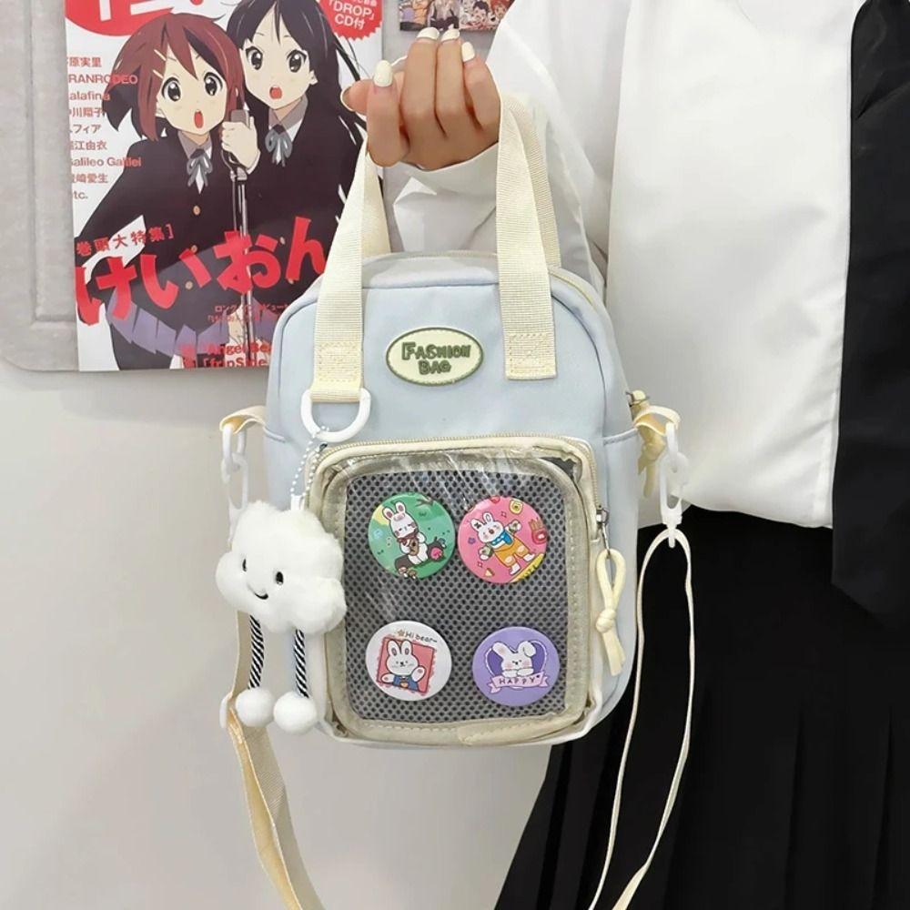 Y2K Japanese Style Back School Shoulder Bag Clear Pocket Kawaii Itabag  for Teenage Girls