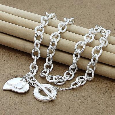 Collane in Argento 925 Moda Collana e Ciondolo Doppio Cuore Per Donna Collana di Alta Qualità Gioielli