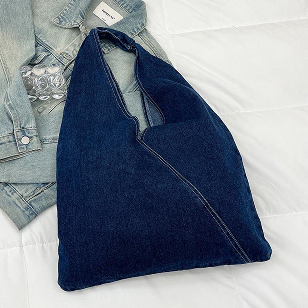 Vintage Denim Bag Women Travel School Office Outdoor Large Pocket Black Blue Jean Tote Shoulder Bag For Women