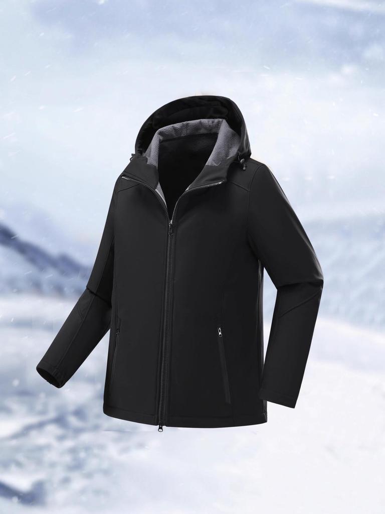 Men's 75D Unisex Fleece Softshell Hooded Mountaineering Jacket