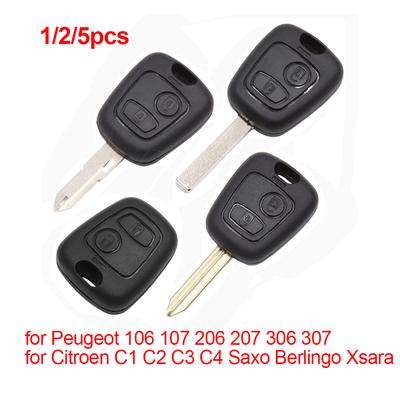 X Autohaux Auto 2 Buttons Uncut Insert Key Fob Case Remote Control Shell Car Accessories for Peugeot 106 107 206 207 306 307
