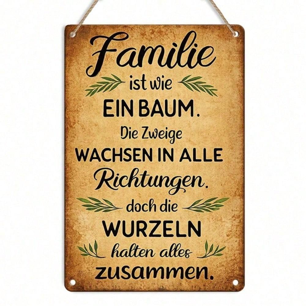 1pc Vintage Metal Tin Sign Familie Ist Wie Ein Baum German Quote Wall Decor 12x8 Inch Retro Plaque