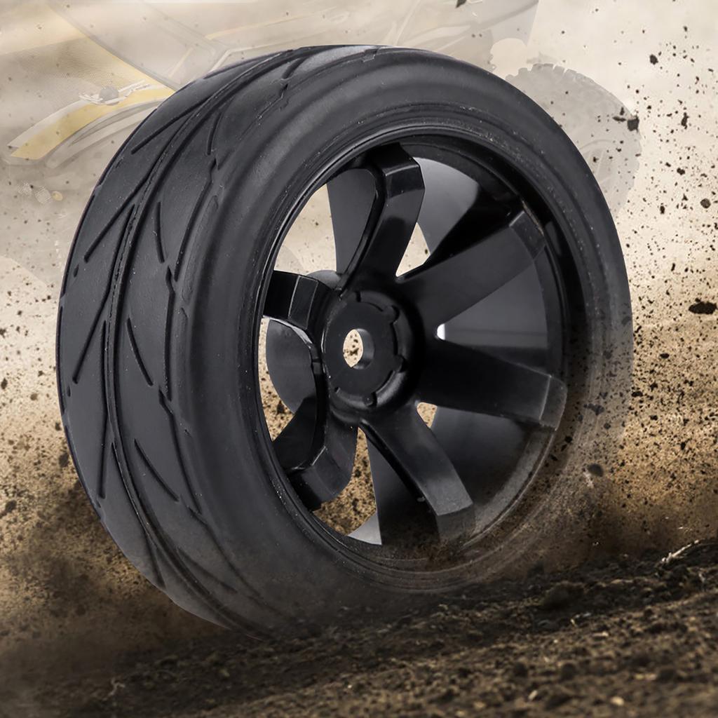 4 Stück Set Reifen Gummi Reifen Renn Offroad Fahrzeug Felge für RC 1:10 Autoteil (6 Löcher)