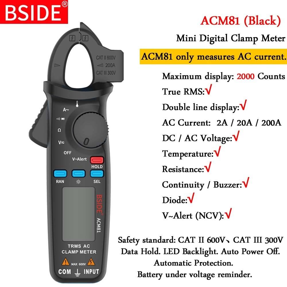 Mini Pinze Amperometriche Digitali Serie ACM True RMS Corrente CC CA Tensione Ohm Temperatura Capacità Hz Tester NCV Amperometro Multimetro