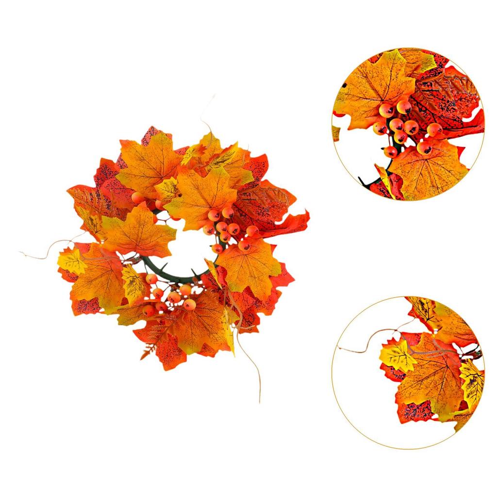 Halloween Candle Ring Wreath Small Autumn Wreath Fall Candle Rings Wreath for Halloween Tabletop Centerpieces Wedding Decor
