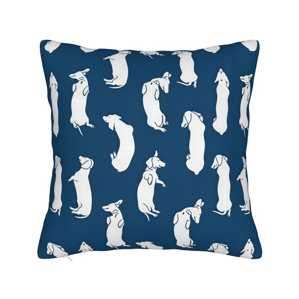 Pillow Cover Flat Various Dog Breeds Illustration Retro Trendy Pillow Case For Sofa Home Decoration Pillowcases