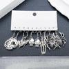 Antique Silver Skull & Spider Moth Pendant Earrings Set - 5 Pairs for Men & Women
