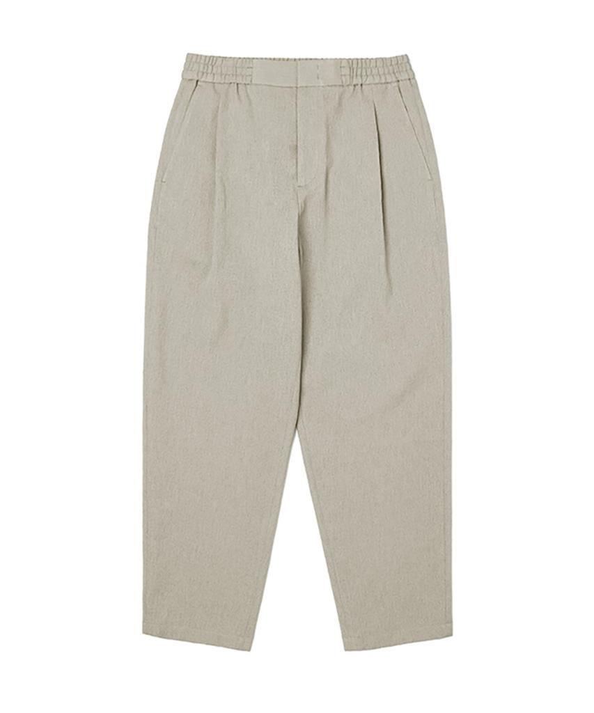 ADHOC Men'S Loose Tapered Single-Pleat Banded Crop Slacks (Beige) (Ha5Lp07-25)