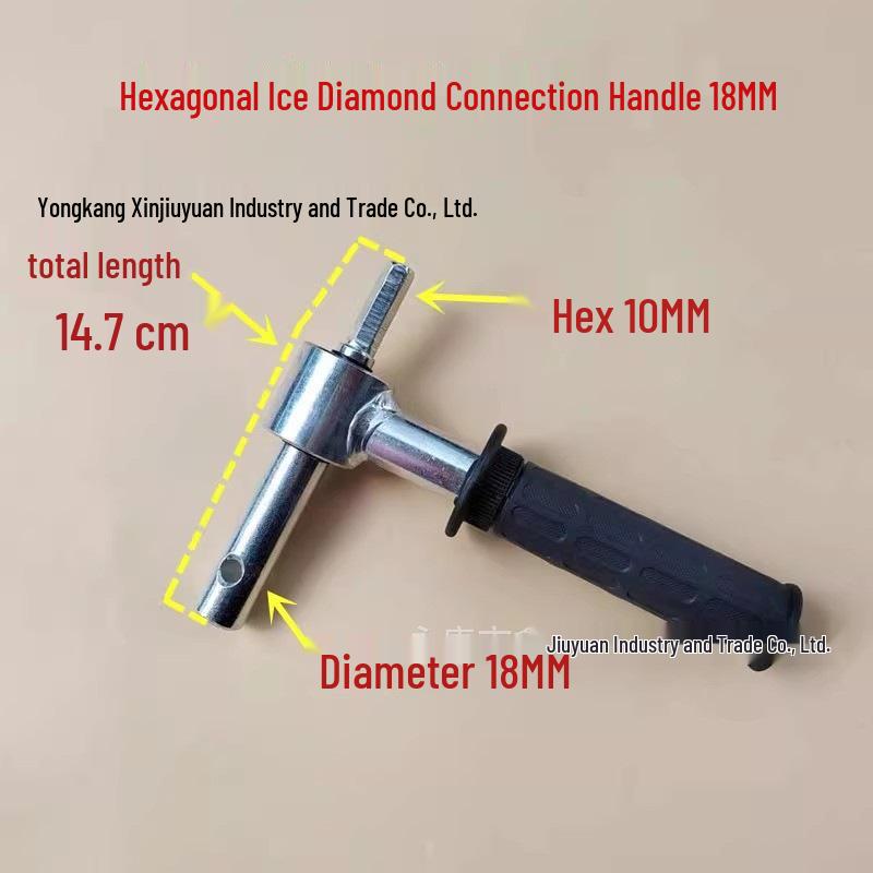 Ice Drill Accessories: Electric Drill Hex Adapter with Handgrip and Hand Crank Conversion Head, 20mm