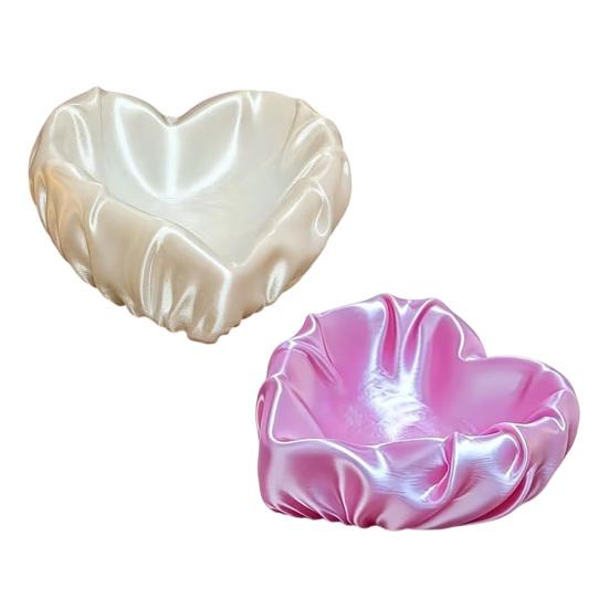 Yousheng Ruffle Love Heart Jewelry Tray, 3D Printed Earrings Necklace Ring Dish Tray, Decorative Keys Trinkets Holder Organizer Tray