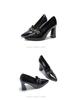 2025 Women's Spring & Autumn Fashion Pointed Toe Chunky Heel Leather Shoes - British Style High Heels
