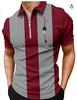 Stylish Short-sleeve Zip-up Polo Shirt with Geometric Design, Casual Wear.