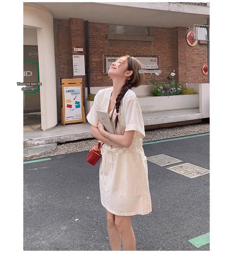 Women's French Retro V-Neck Summer Dress - Sweet and Simple Casual Style