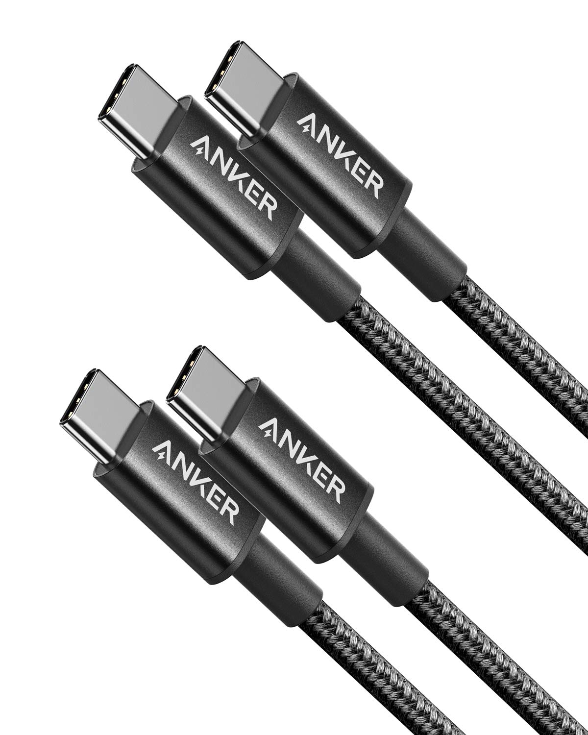 

из высокопрочного нейлонового кабеля Anker, совместимого с 60 Вт, совместимого с iPhone 15, 15 Pro, MacBook Pro, iPad Pro, Galaxy [комплект 2] USB-C и USB-C 2.0 [PD