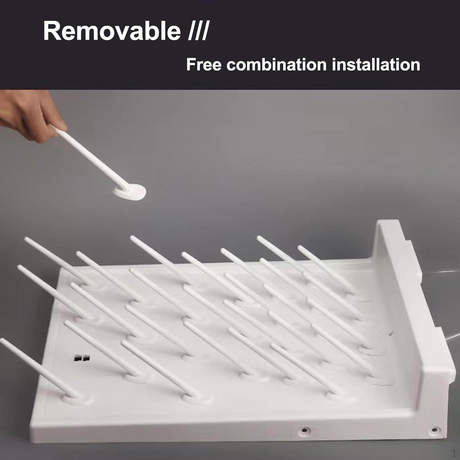 

27 штырей для лабораторной стеклянной посуды, сушилка для бутылок 4,7x15,7x21,6 дюйма, слив пробирок белый