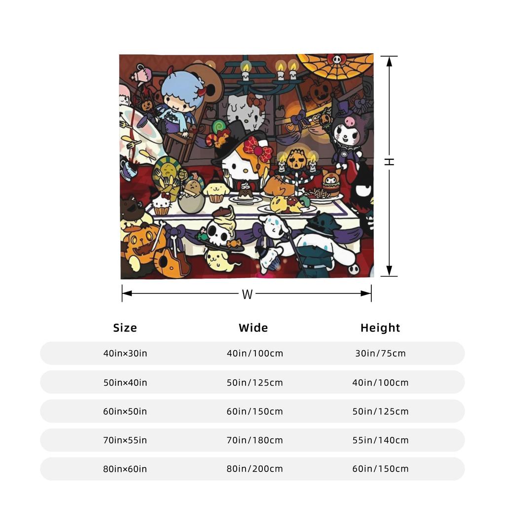 Hello Kitty Halloween Blanket Fleece Spring Autumn Pumpkins  Multifunction Warm Throw Blanket for Sofa Office Bedspreads