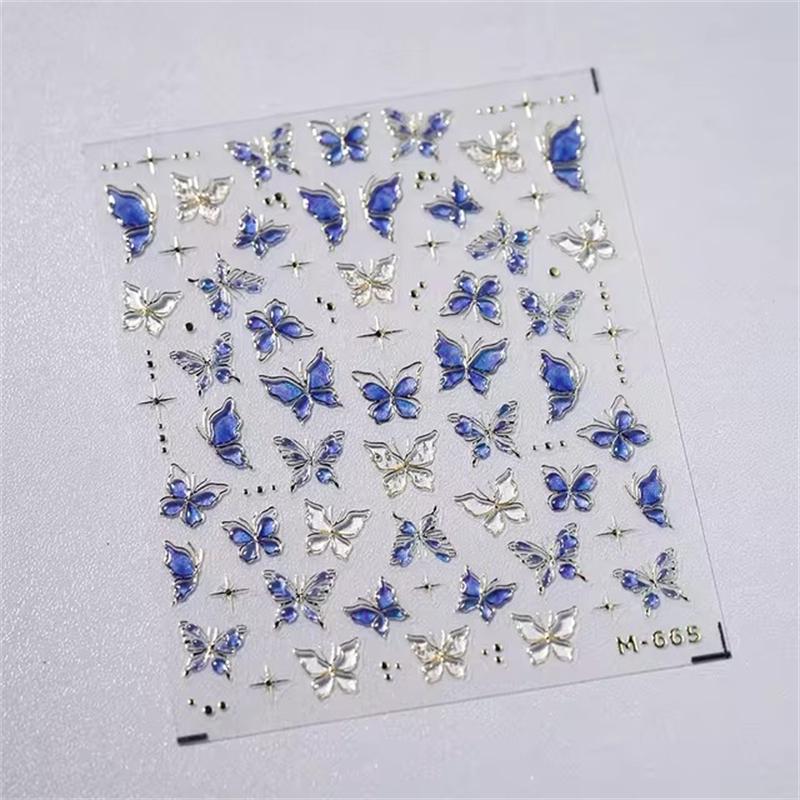 1PCS French Jelly Nail Stickers Dreamy Bubble Meteor Butterfly Star Moon Self Adhesive Stickers For Nail DIY Nail Art Decoration