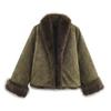 Women's Winter Faux Leather Embroidered Double-sided Fluffy Jacket