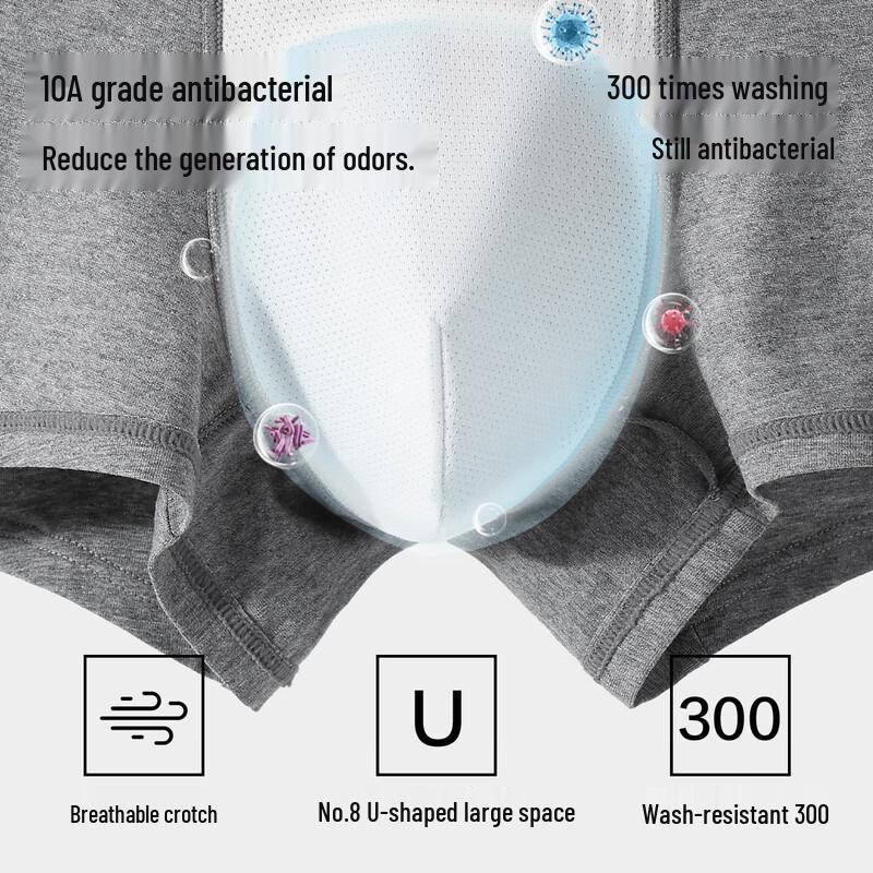 YOUKESHU Men's Modal & Silk Antibacterial Boxer Briefs (3-Pack)