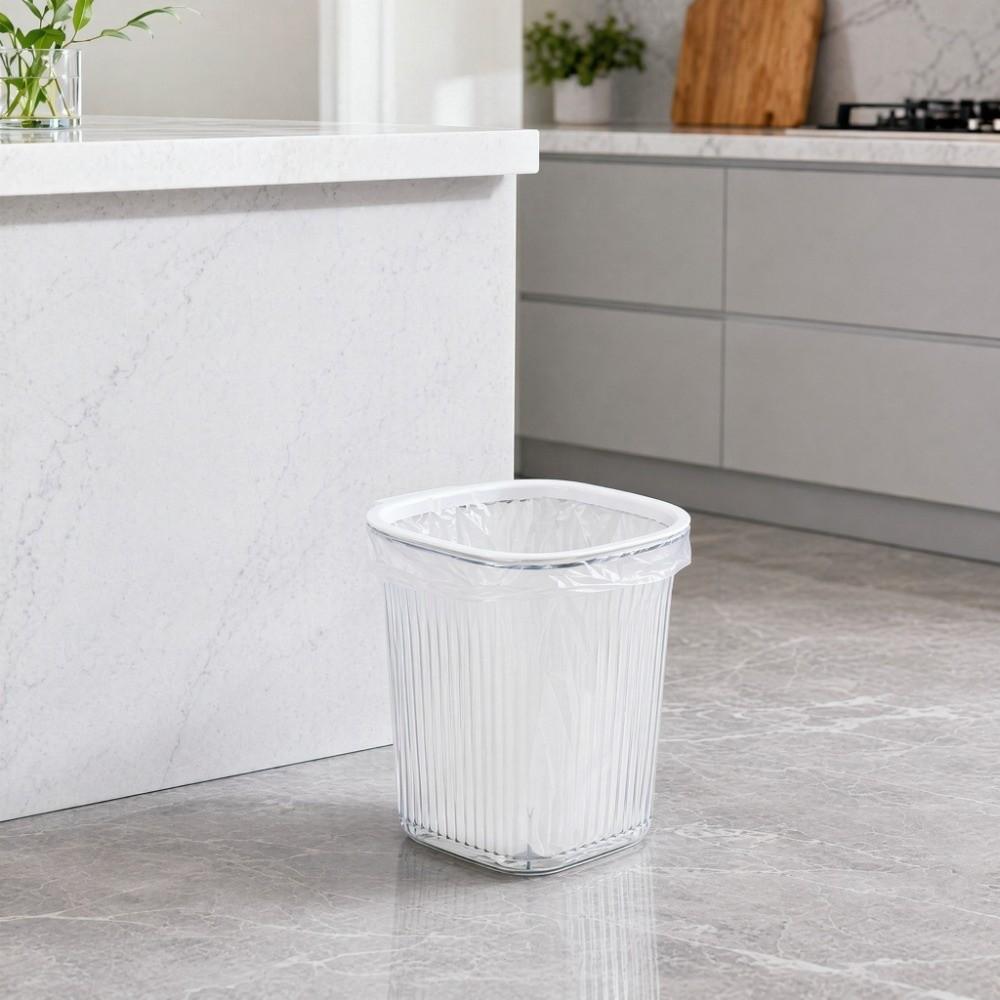 Luxury Trash Basket Plastic Dustbin Durable Stripe Garbage Container Home Living Room