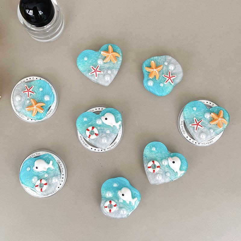 Japanese Small Fresh Ocean Pearl Mobile Phone Airbag Bracket Magnetic Suction Back Sticker Starfish Dolphin Retractable Portable Niche