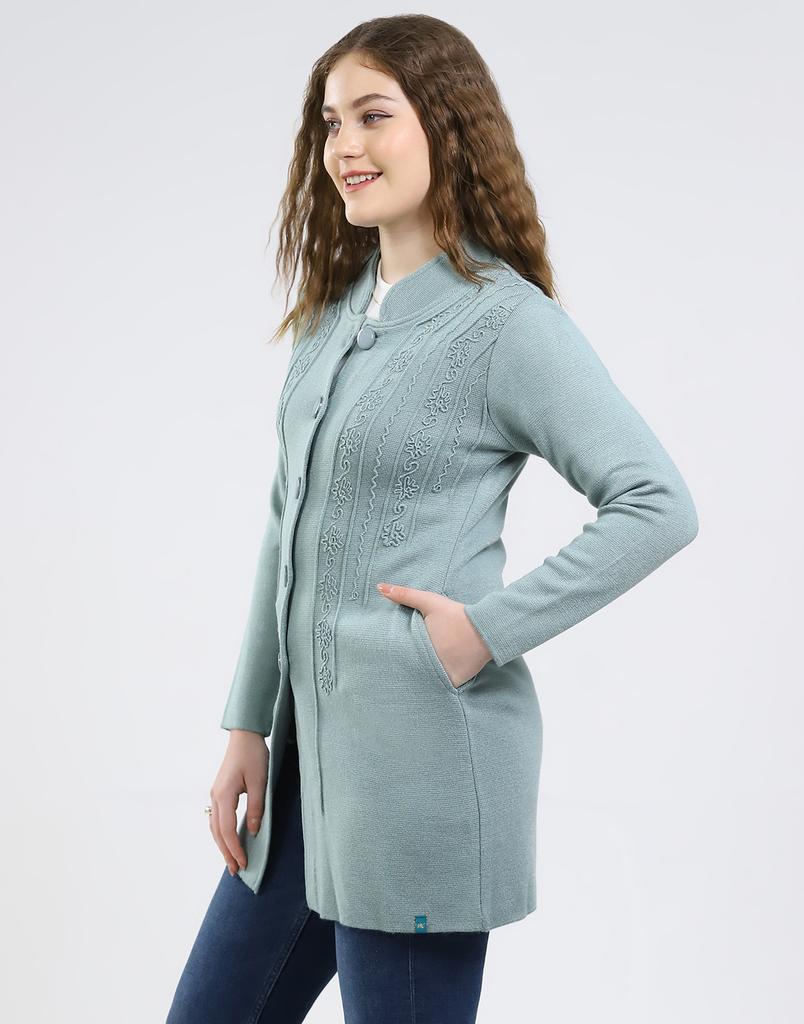 MONTE CARLO Women Round Neck Full Sleeve Knitted Coat
