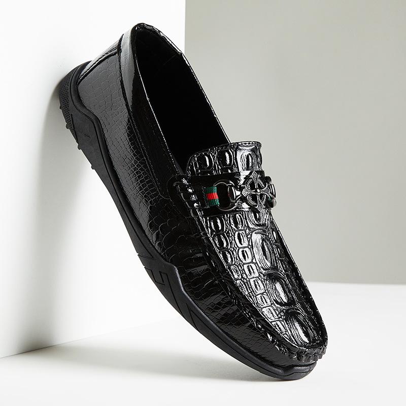 

Новая обувь Doudou мужская 2025 мужская повседневная ленивая кожаная обувь с крокодиловым узором лакированная кожа яркая кожа мужская обувь лоферы 39