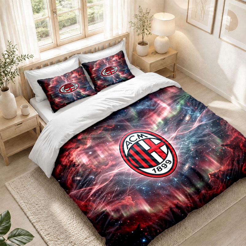 Bedding Set 1 Duvet Cover 2 Pillowcases AC Milan Print Bedroom Home Decoration