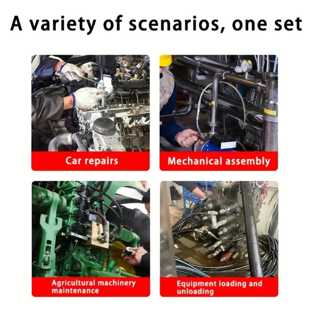 6pcs Oil Pipe Wrench Set Interchangeable Head for Construction Site Machine Repair Home Maintenance