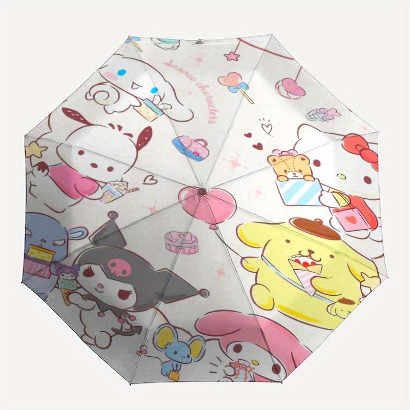 Sanrio Characters Pom Pom Purin Pochacco Durable Cartoon Folding Umbrella, Portable 3-Fold Compact Umbrella for Men and Women, Suitable for Travel or