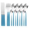 16Pcs Green Gold Dinnerware Set 304 Stainless Steel Cutlery Set Knives Forks Spoons Dinner Set Kitchen Tableware Silverware Set