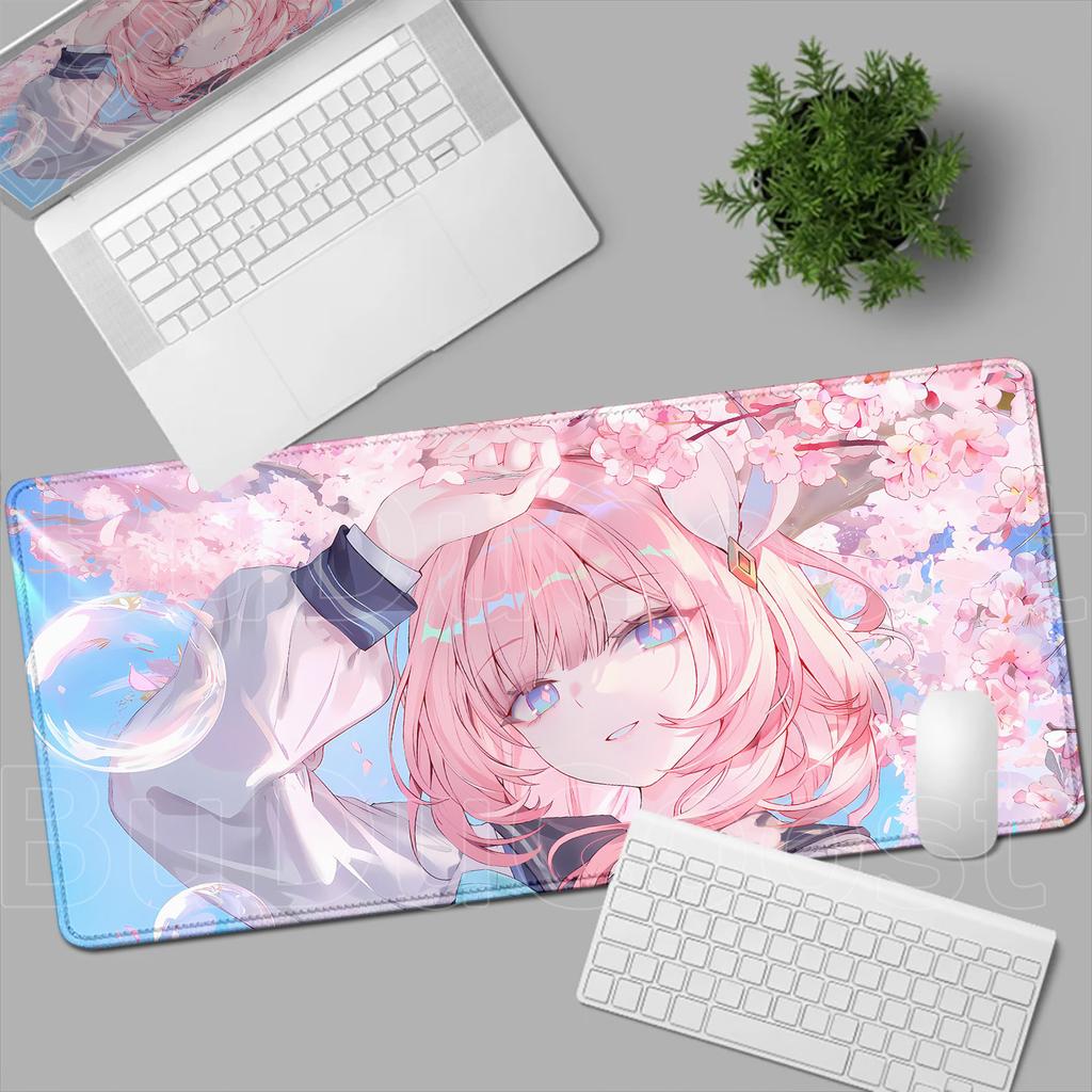New Pretty Anime Girl Cyrene Mouse Pad Pink Cute Honkai Star Rail Desk Mat Laptop Gaming Mousepad Keyboard Desktop Table Mat XXL