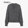 MO&Co.RECTO Designer Collaboration Retro Cable Knit Deep V-Neck Sweater