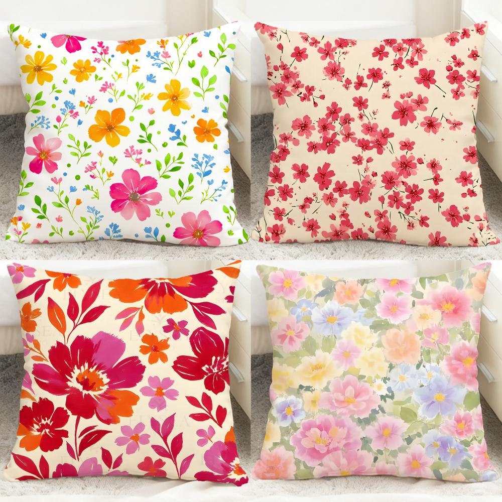 Flowers and plants Cushion Cover Comfortable Reversible Pillow Cover Ideal for Car Sofa Bedroom Beyond