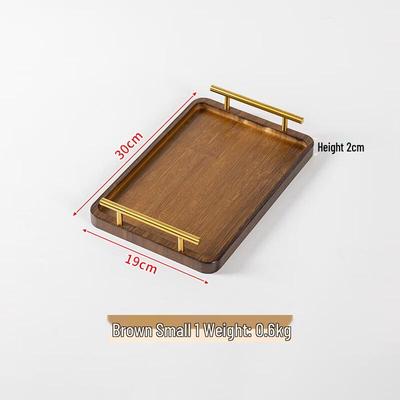 ZISIZ Rectangular Bamboo Serving Tray with Handles